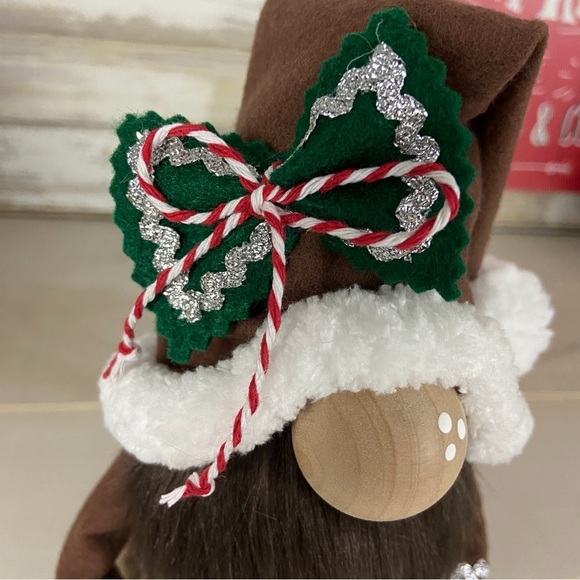 Gingerbread Man Gnome Brown Sherpa Faux Fur Flannel Handmade Tiered Tray Decor - Picture 8 of 11